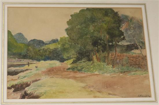 Joseph Knight (1837-1909), watercolour, Dittisham on the Dart, signed, 19 x 27cm